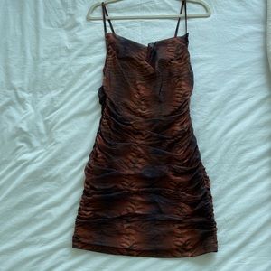 Princess polly brown striped mini dress size US 6